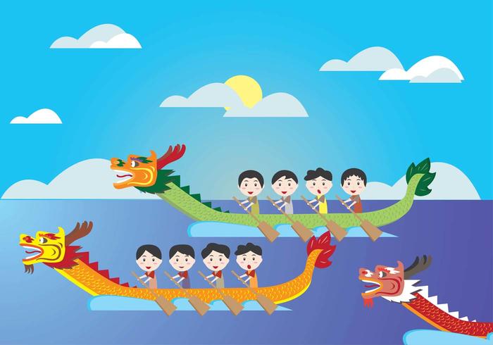 Dragon Boat Festival Kids Vector