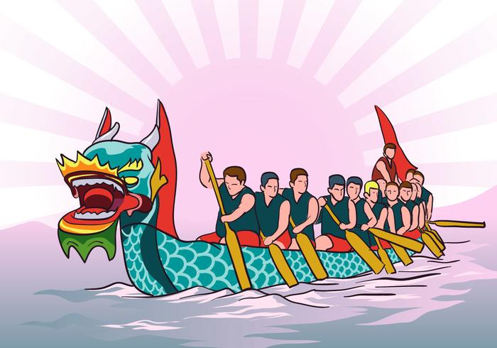 Dragon Boat Race Background Vector 
