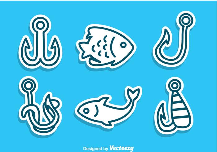 Fish Hooks And Fishs vector