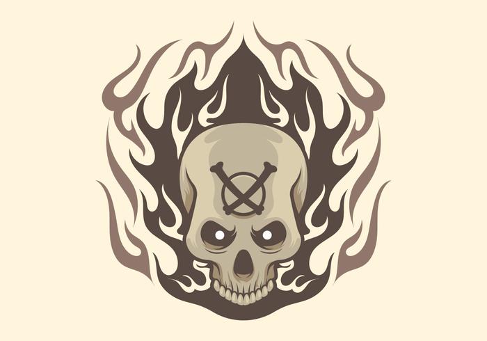 Flaming Skull Tattoo Design vector