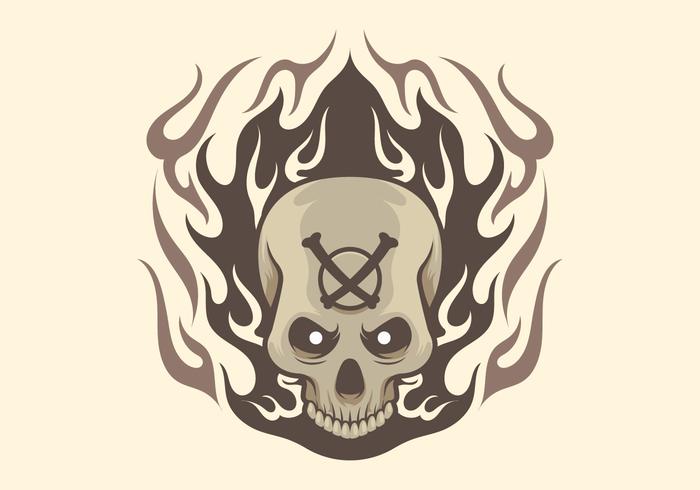 Flaming Skull Tattoo Design vector