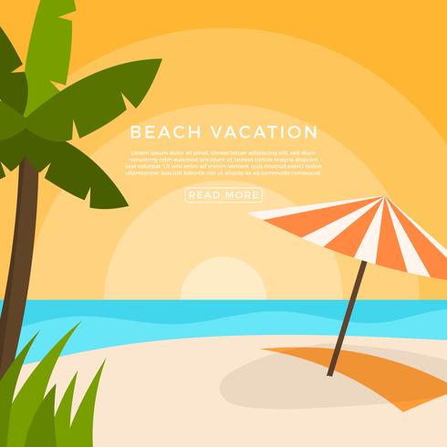 Flat Beach Vacation Vector Illustration