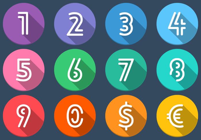 Flat Number Icons Vector Set