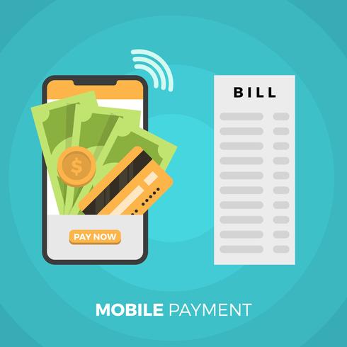 Flat Pay With Phone in Modern Background Vector Illustration