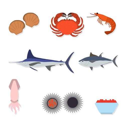 Flat Seafood Vectors