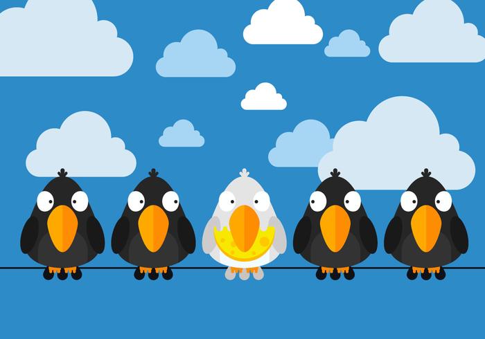 Free Birds Sittings On Wire Vector