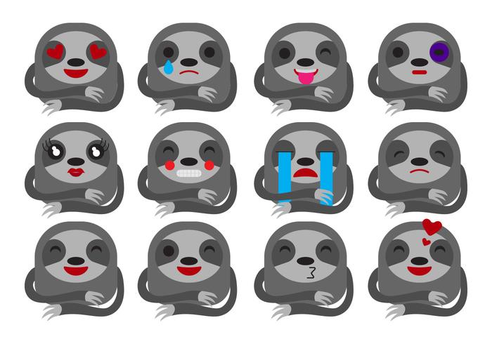 Free Cartoon Sloth Emoticons Vector