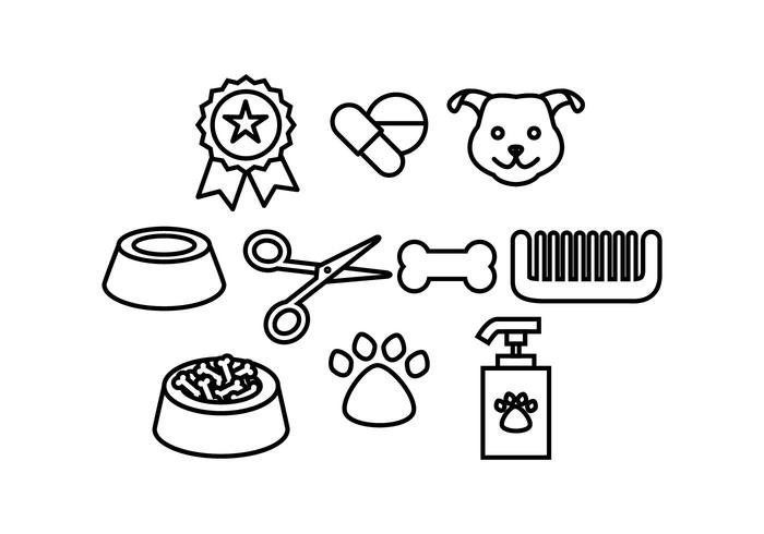 Free Dog Accessories Line Icon Vector