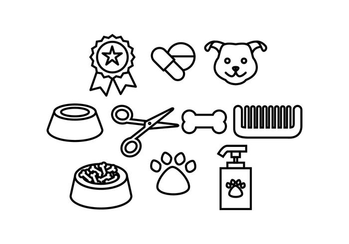 Free Dog Accessories Line Icon Vector