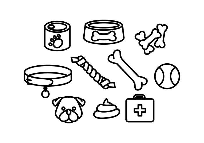 Free Dogs Accessories Line Icon Vector