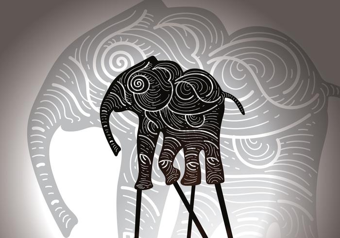 Free Elephant Shadow Puppet Vector Illustration