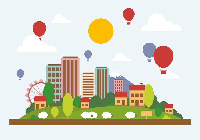 Flat City Landscape Vector Illustration