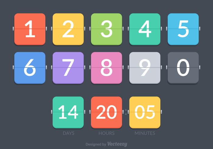 Flat Number Counter Vector Set