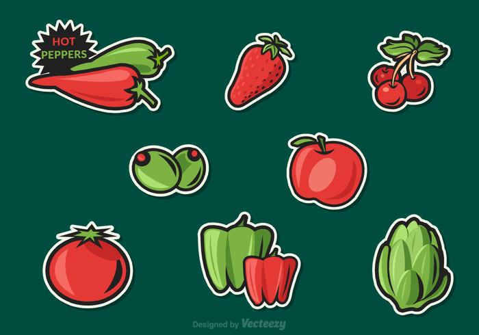Free Fruit And Vegetables Vector Stickers