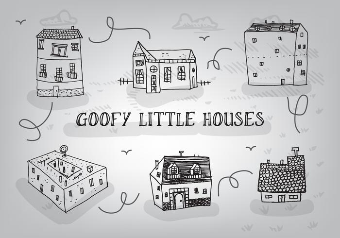 Free Hand Drawn Goofy Houses Vector Background