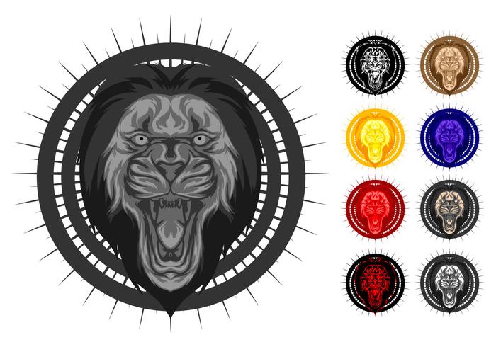 Bold roaring lion head emblem vector