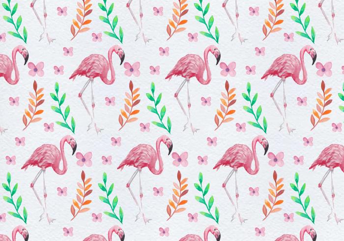 Free Painted Flamingo Flower Vector Pattern
