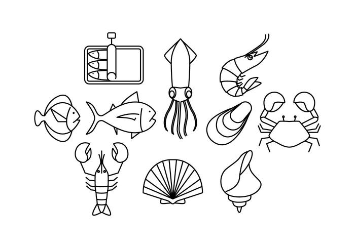 Free Seafood Line Icon Vector