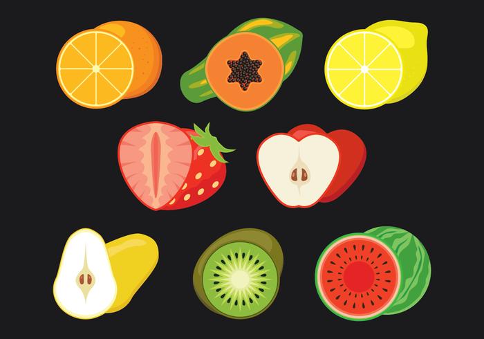 Fruit Slices Vector Icons Set