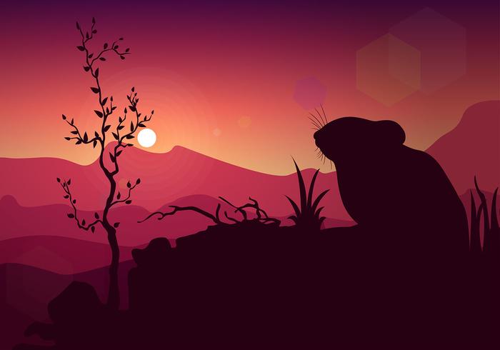 Gerbil Silhouette Sunset Free Vector