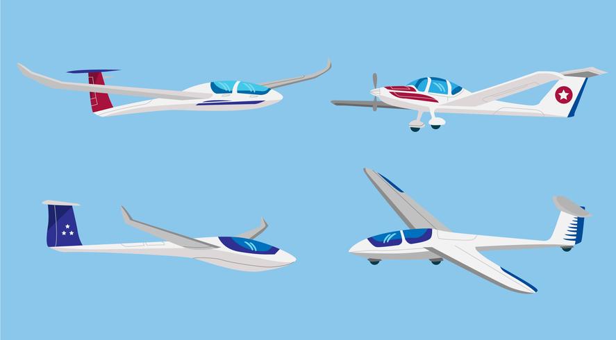 Glider Airplane Vector Flat Illustration