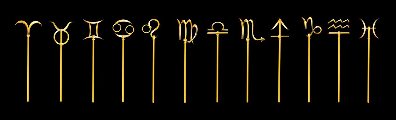 Golden zodiac signs icon set vector