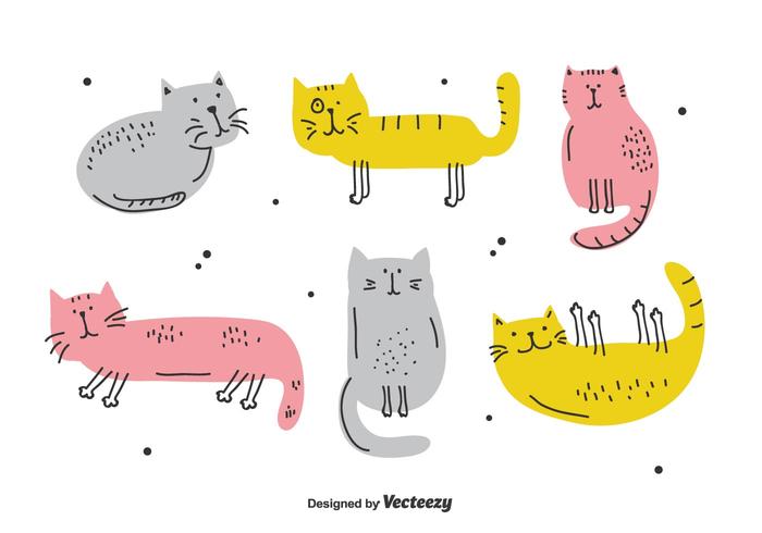 Hand Drawn Cat Set vector