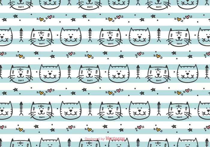 Hand Drawn Cats Vector Pattern