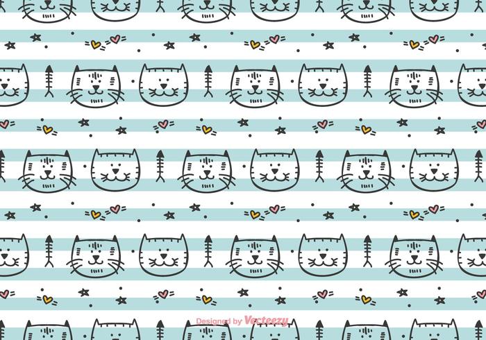 Hand Drawn Cats Vector Pattern