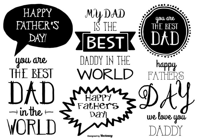 Hand Drawn Father's Day Label Collection vector