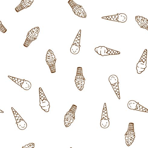 Hand drawn ice cream seamless pattern. vector