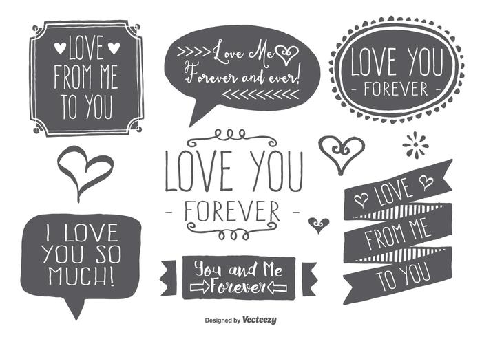 Hand Drawn Style Love Label Set vector
