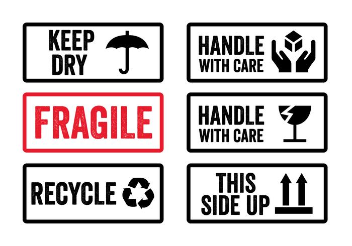 Handle with Care Stickers in Vector