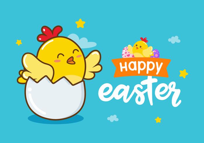 Happy Easter Chick Vector Background 