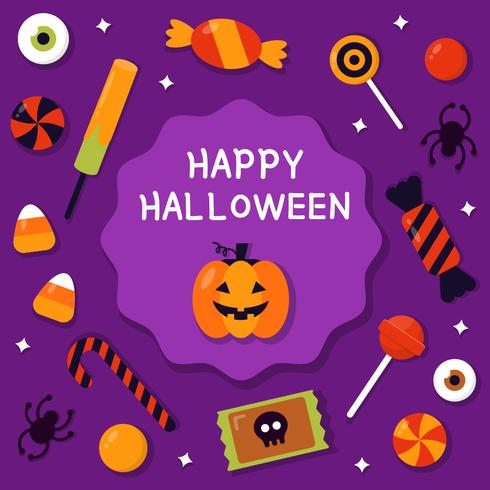 Happy Halloween With Candy Vector
