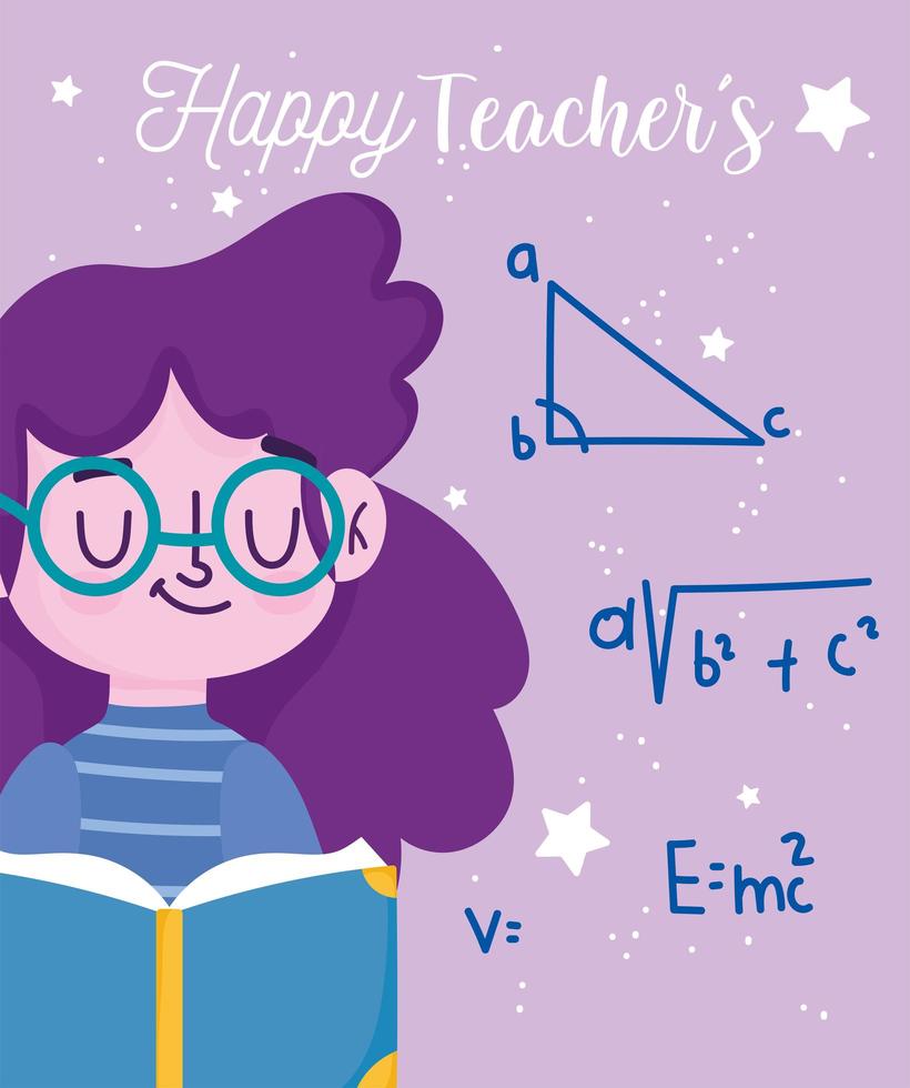 Happy teachers day, student with book lesson learning vector