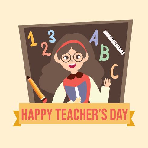 Happy teachers day teacher cartoon illustration vector