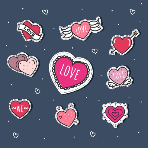 Heart Stickers Set Vector