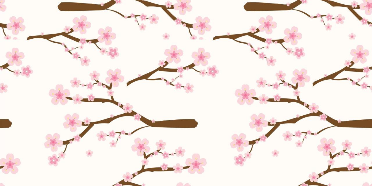 Japanese Cherry Blossoms and Branches Pattern vector