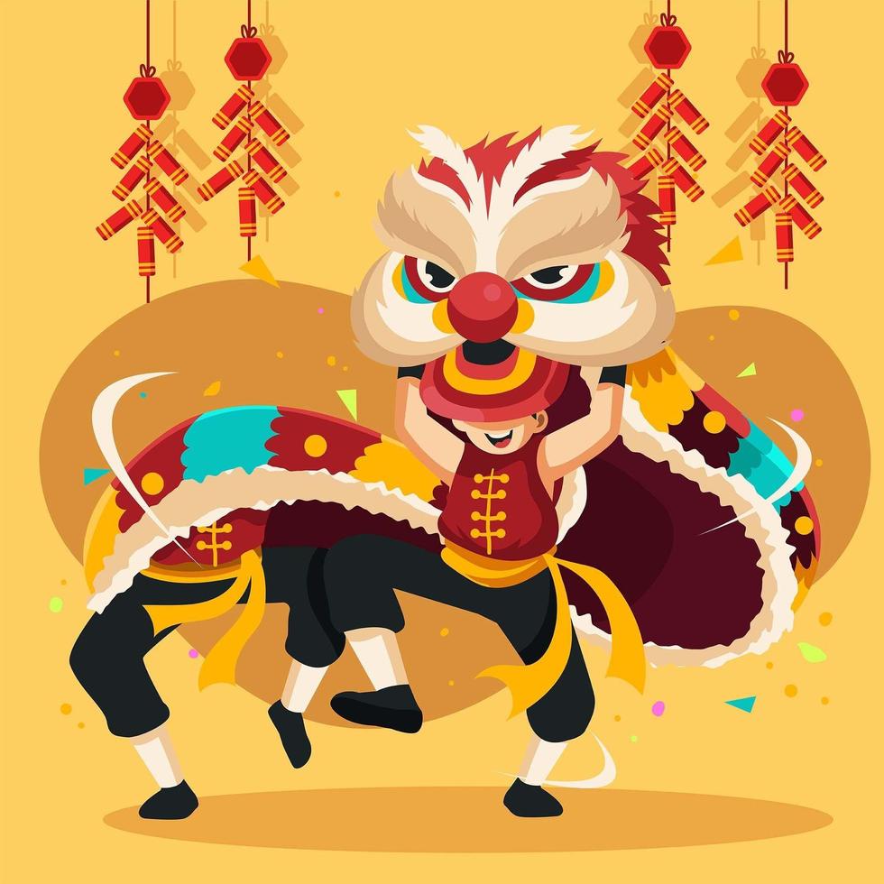 Lion Dance on Chinese New Year Festival vector
