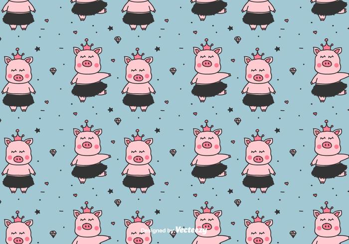 Little Ballerinas Pigs Vector Pattern
