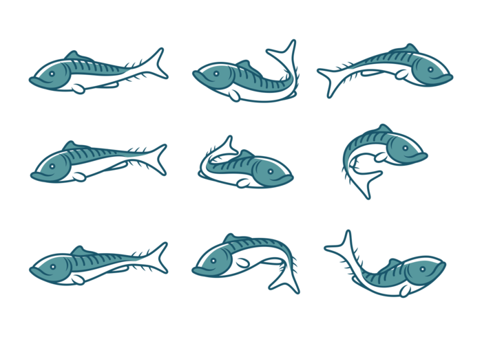 Mackerel Fish Icons vector