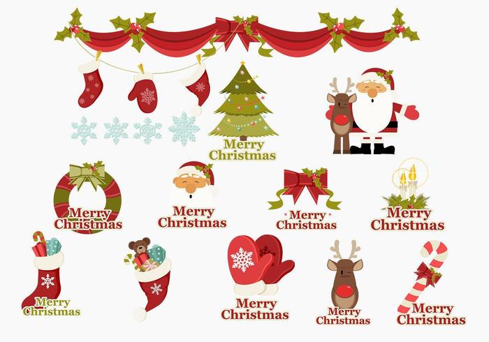 Merry Christmas Icons Vector Pack