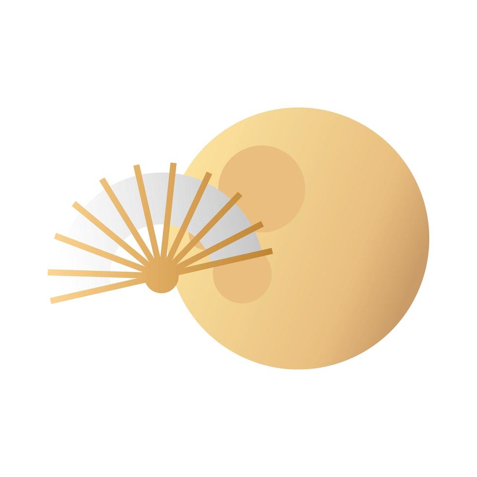 mid autumn festival moon with chinese fan vector