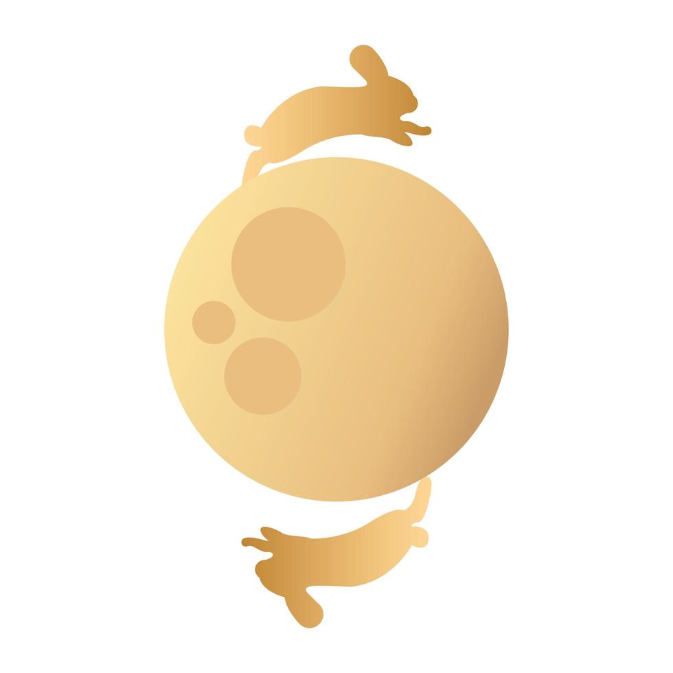 mid autumn festival moon with rabbits vector