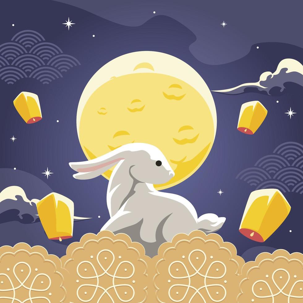 Mid Autumn Festival Rabbit Illustration vector