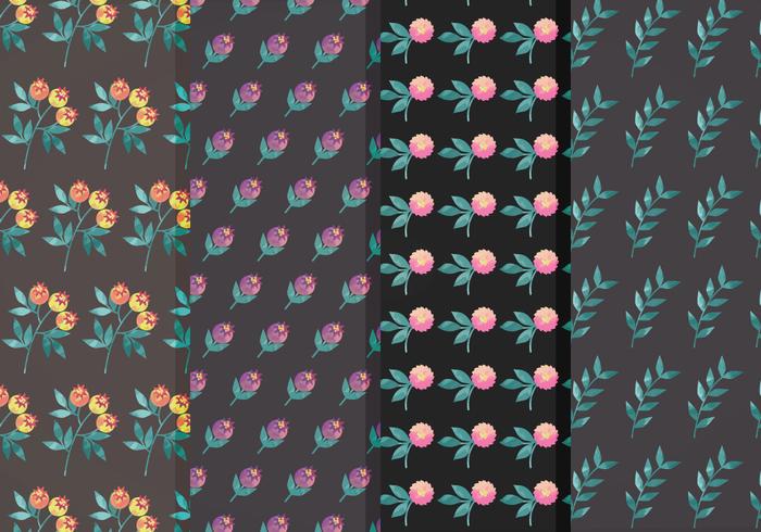 Moody Flower Vector Pattern Set