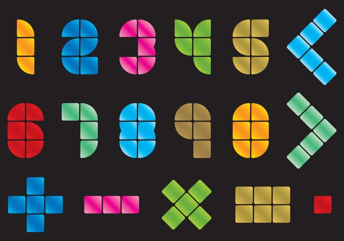 Mosaic Numbers And Symbols vector