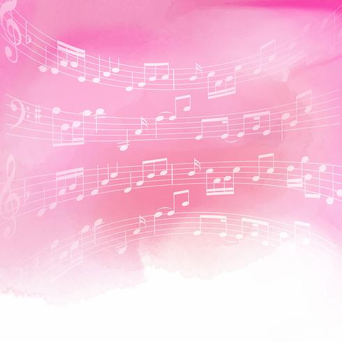 Music notes on watercolor background  vector