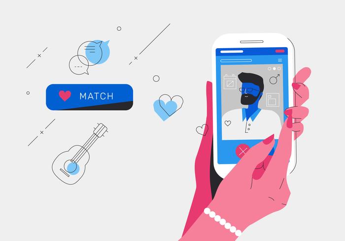 Online Dating Apps Getting Match  With a Man Vector Illustration